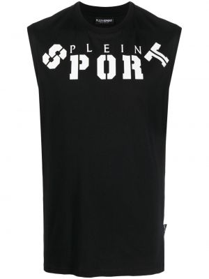 Bombažna srajca s potiskom Plein Sport črna