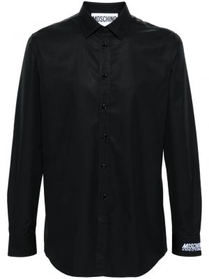 Bavlnená košeľa s výšivkou Moschino čierna