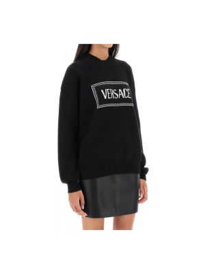 Sweter wełniany Versace czarny