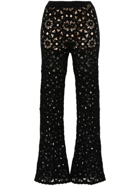 Pantaloni cu model floral Twinset negru
