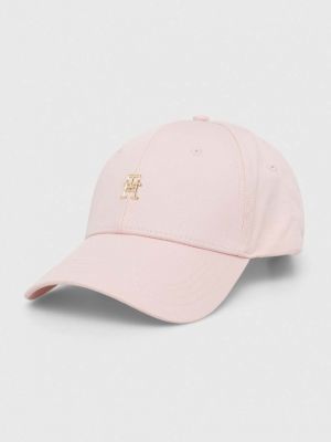 Однотонная хлопковая кепка Tommy Hilfiger розовая