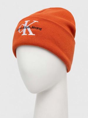 Хлопковая шапка Calvin Klein Jeans оранжевая