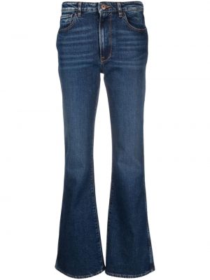 Zvonové džíny s vysokým pasem 3x1 modré