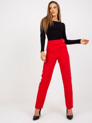 Egyenes szárú nadrág zsebes Fashionhunters piros