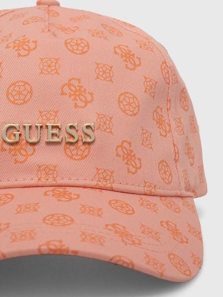 Pamučna kapa s printom Guess ružičasta