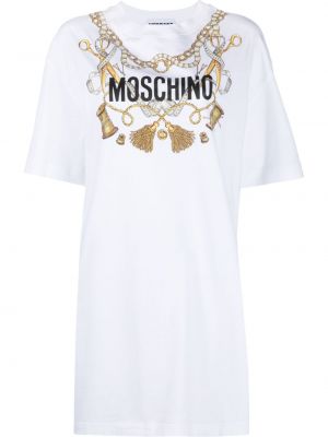 Φόρεμα με σχέδιο Moschino λευκό