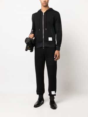 Gestreifter hoodie mit reißverschluss Thom Browne schwarz