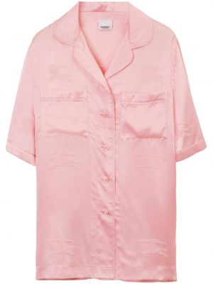 Růžová žakárová hedvábná košile Burberry