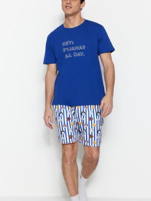 Pidžama s printom Trendyol plava