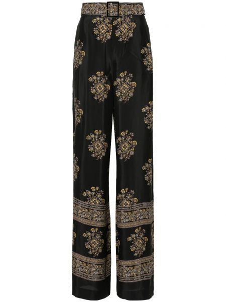 Černé květinové kalhoty s potiskem Zimmermann