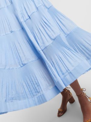 Rochie midi din șifon plisată Zimmermann albastru