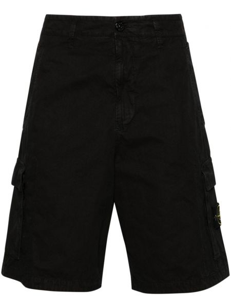Shorts cargo en coton avec poches Stone Island noir