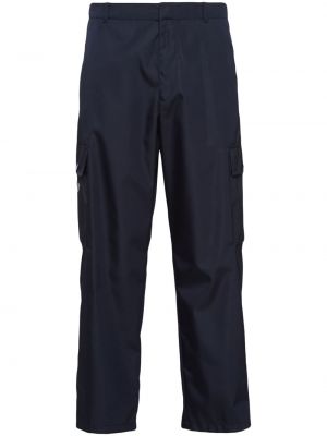 Rovné kalhoty z nylonu Prada modré