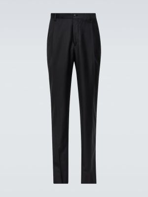 Spodnie klasyczne wełniane z kaszmiru slim fit Giorgio Armani czarne