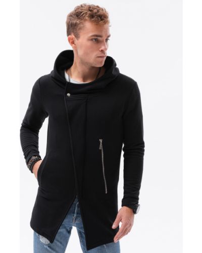 Mikina s kapucí na zip Ombre Clothing černá
