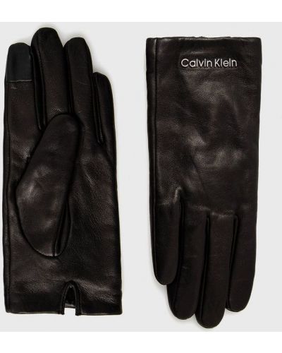 Usnjene rokavice Calvin Klein črna