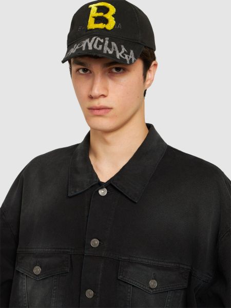 Cappello con visiera di cotone Balenciaga nero