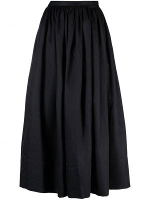 Ľanová midi sukňa Asceno čierna