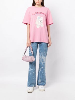 Bavlněné tričko s potiskem B+ab růžové