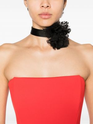 Satīna kaklarota ar ziediem Dolce & Gabbana melns