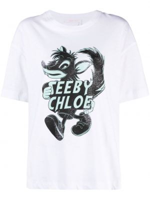Raštuotas marškinėliai See By Chloé balta