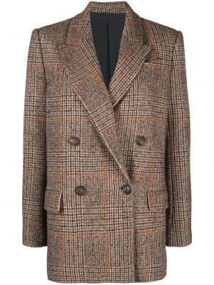 Sjekket lang blazer Brunello Cucinelli brun