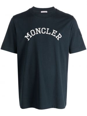 Памучна тениска бродирана Moncler синьо