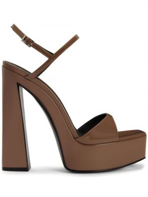 Lakované kožené sandále Giuseppe Zanotti hnedá