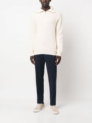Vlněný svetr na zip Lardini bílý