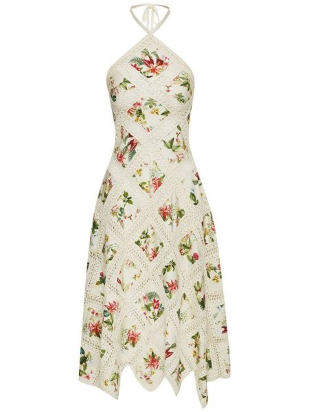 Pamučna midi haljina s printom Oscar De La Renta