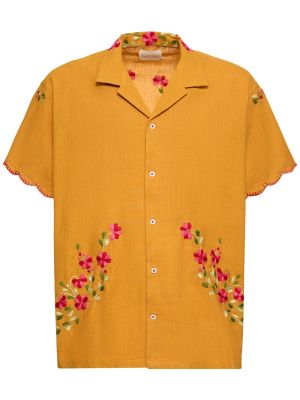 Bombažna srajca z vezenjem Harago oranžna
