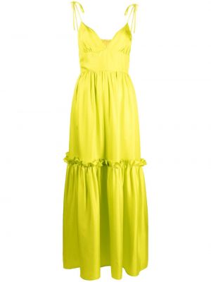 Jedwabna sukienka z dekoltem w serek Cynthia Rowley żółta