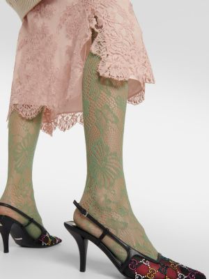 Kvetinové pančuchové nohavičky Gucci zelená