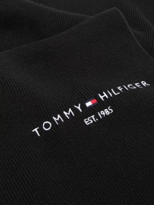 Echarpe brodée en coton Tommy Hilfiger noir