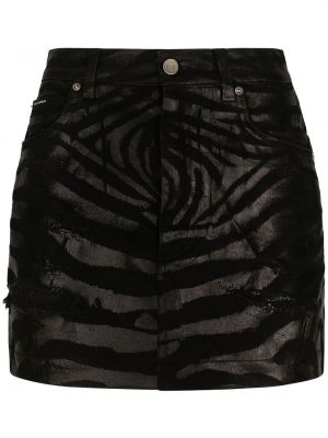 Дънкова пола с принт зебра Dolce & Gabbana черно
