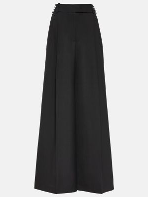 Μάλλινο παντελόνι με ψηλή μέση σε φαρδιά γραμμή Alexandre Vauthier μαύρο