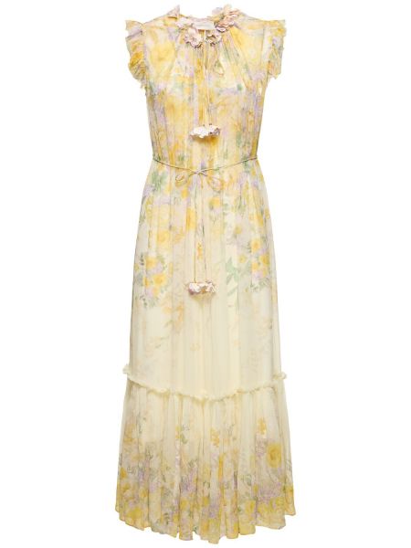 Μάξι φόρεμα από βισκόζη με βολάν Zimmermann κίτρινο