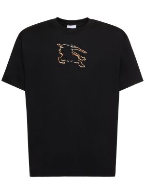 Džerzej priliehavé tričko s potlačou Burberry - čierna