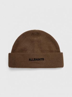 Dzianinowa czapka Allsaints brązowa