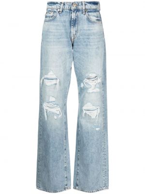 Straight leg jeans a vita alta 7 For All Mankind blu