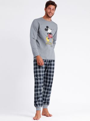 Pijama de algodón manga larga Admas gris