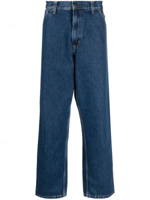 Памучни прав панталон Carhartt синьо