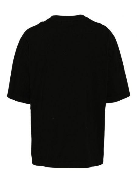 Bavlněné tričko s výšivkou Laneus černé