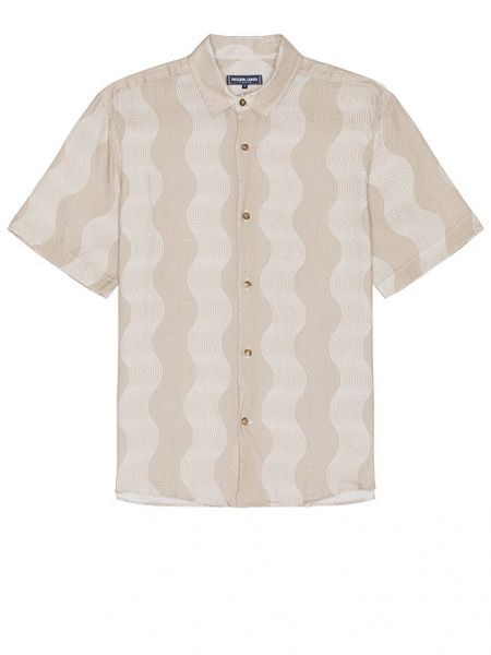 Camicia di lino a righe classica Frescobol Carioca marrone