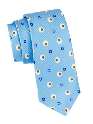 Шелковый галстук с принтом с абстрактным узором Kiton синий