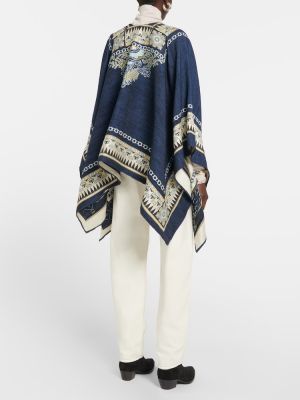 Jedwabna kurtka bawełniana żakardowa Etro niebieska