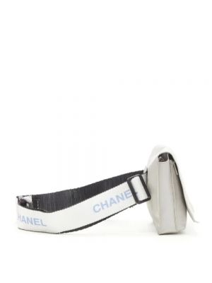 Cinturón de nailon Chanel Vintage plateado