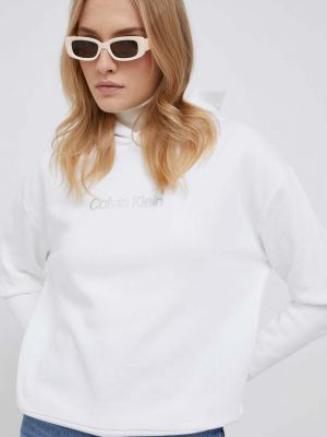 Biała bluza z kapturem z nadrukiem Calvin Klein