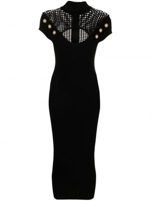 Midi haljina s gumbima Balmain crna