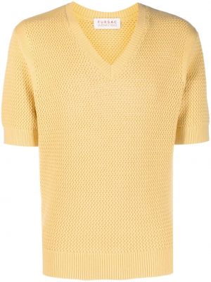 Dzianinowy sweter z dekoltem w serek Fursac żółty